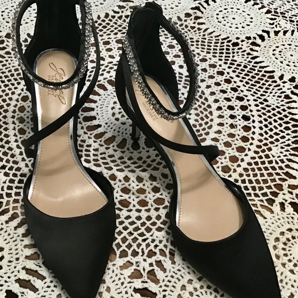 Jewel Badgley Mischka Alaia Pointed-Toe Kitten Heel~Black~Size 8.5 - Picture 5 of 16